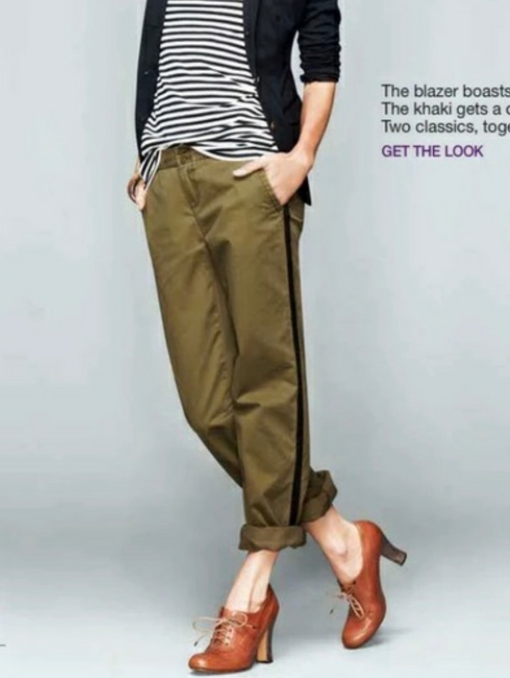 GAP Black Girlfriend Chino Pants Satin Tuxedo Stripe 10 Tall NWT - Picture 3 of 14